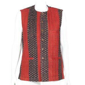 Vintage 70s MINAR Red Brown Ethnic Hippie Bohemian Quilted Indian Vest sz M /557